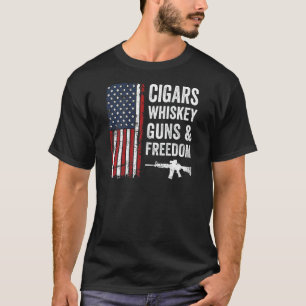 T-shirt Cigars Whiskey Guns & Freedom Drapeau Usa 4 Juil