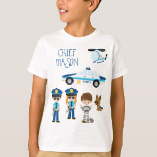 T-shirt Cignon petit homme de police avec prénom