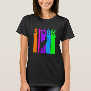 T-shirt Cigogne Animal Arc-en-ciel Bulle Avec Silhouette