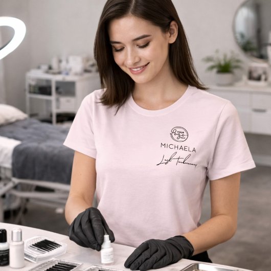 T-shirt Cils Logo Entreprise Nom de l'Employé Rose Blush