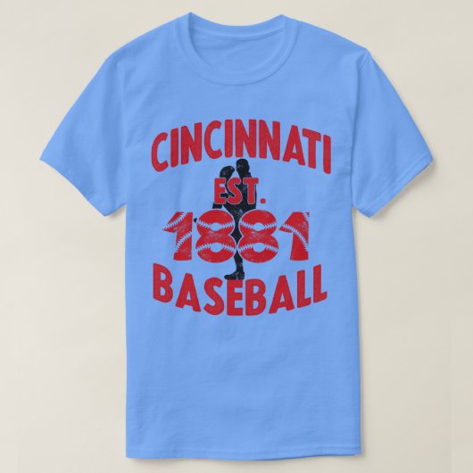 T-shirt Cincinnati Baseball Est 1881 Baseball Pitcher Vint (Design devant)