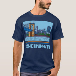T-shirt Cincinnati City Lover Vintage Rétro Skyline Silhou