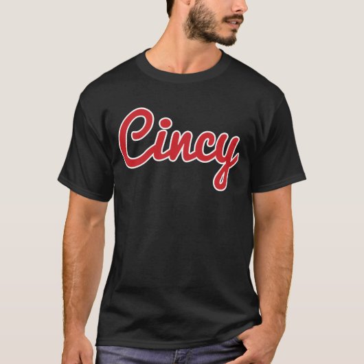 T-shirt Cincinnati Ohio Classic Red Script Cincy City (Devant)