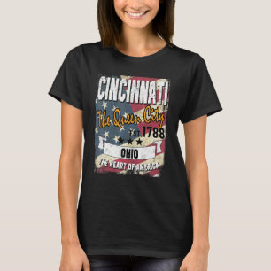 T-shirt Cincinnati Ohio Oh dévêtu Etat du drapeau américai