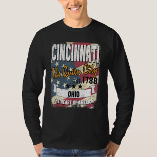 T-shirt Cincinnati Ohio Oh dévêtu Etat du drapeau américai