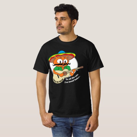 T-shirt Cinco De Mayo Caricature Mustache Cat Drôle (Devant entier)