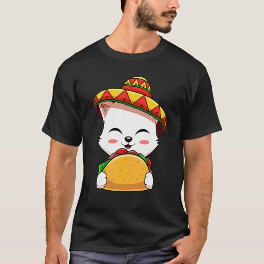 T-shirt Cinco De Mayo Cat Sombrero Casquette Taco 1 (Devant)