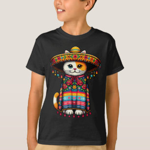 T-shirt Cinco De Mayo Chat Mexicain Drôle Sombrero Poncho