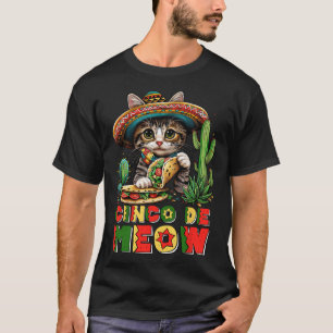 T-shirt Cinco De Mayo Chat Mexicain Drôle Sombrero Poncho