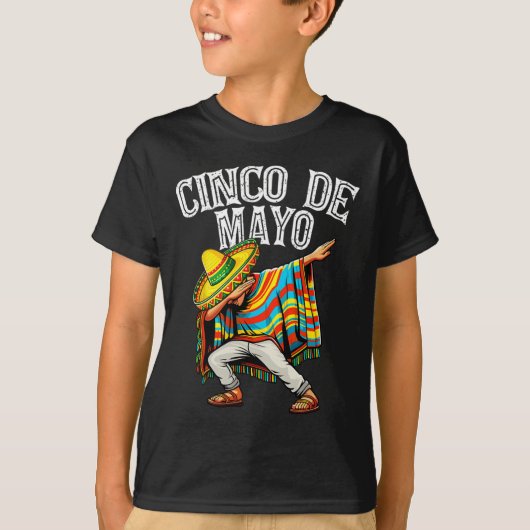 T-shirt Cinco De Mayo Dabbing Mexicain Poncho Sombrero Cas (Devant)