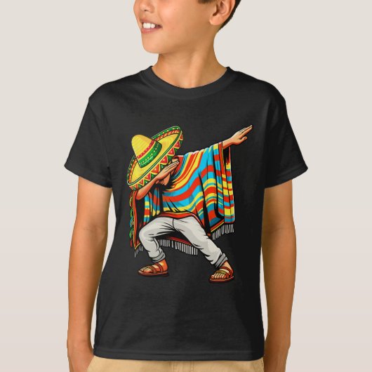 T-shirt Cinco De Mayo Dabbing Mexicain Poncho Sombrero Cas (Devant)