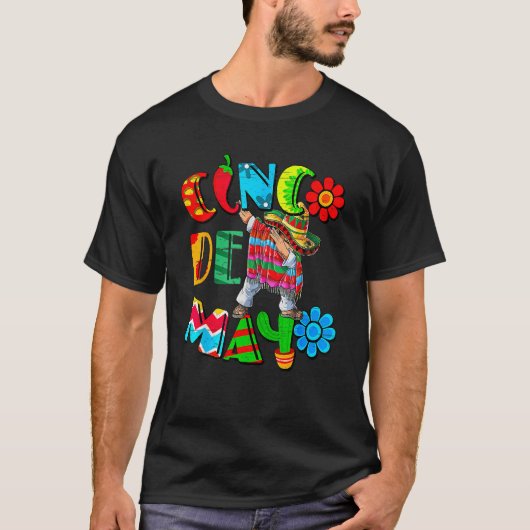 T-shirt Cinco De Mayo Dabbing Mexican Poncho Party Fiesta  (Devant)