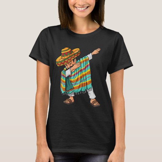 T-shirt Cinco de Mayo Dabbing Poncho Sombrero Amusant mexi (Devant)