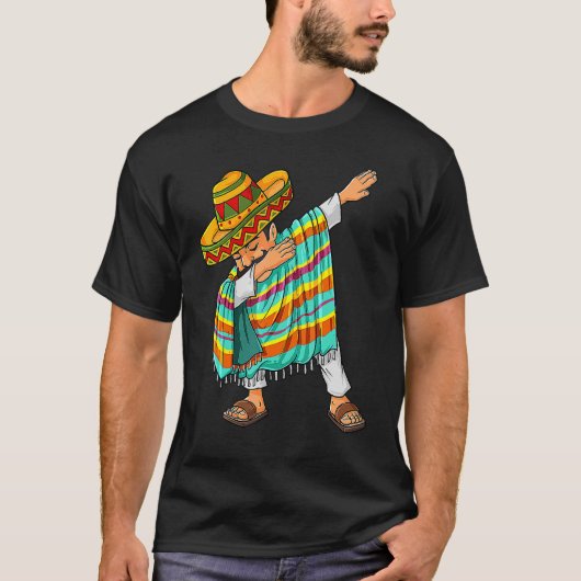 T-shirt Cinco De Mayo Dabbing Poncho Sombrero Dab Mexicain (Devant)