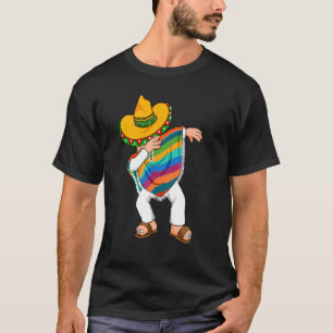 T-shirt Cinco De Mayo Dabbing Poncho Sombrero Mexique Fais