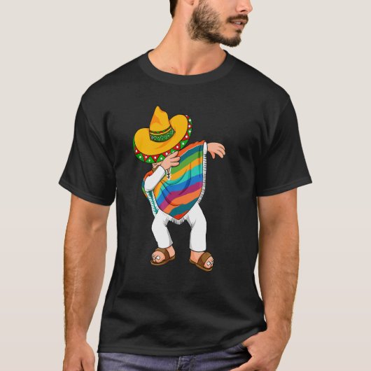 T-shirt Cinco De Mayo Dabbing Poncho Sombrero Mexique Fais (Devant)