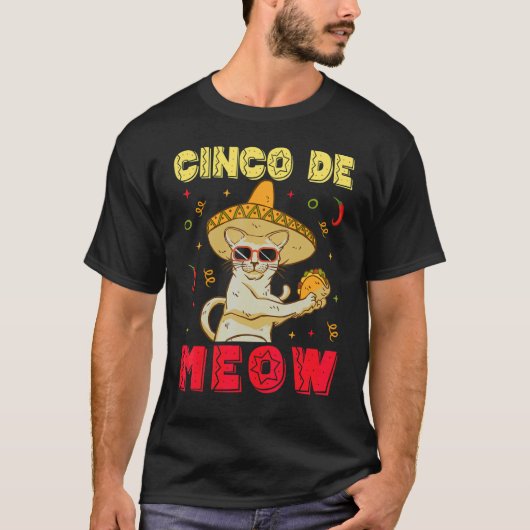 T-shirt Cinco De Mayo Danse Mexicaine De Chat (Devant)