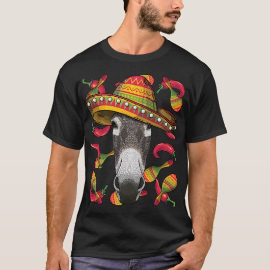 T-shirt Cinco de Mayo Donkey Sombrero Fête mexicaine (Devant)