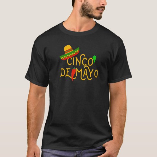 T-shirt Cinco De Mayo Fiesta Sombrero Chili Pepper Mexicai (Devant)
