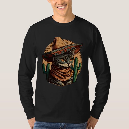 T-shirt Cinco de Mayo Kitten With Sombrero Mexican Fiesta (Devant)