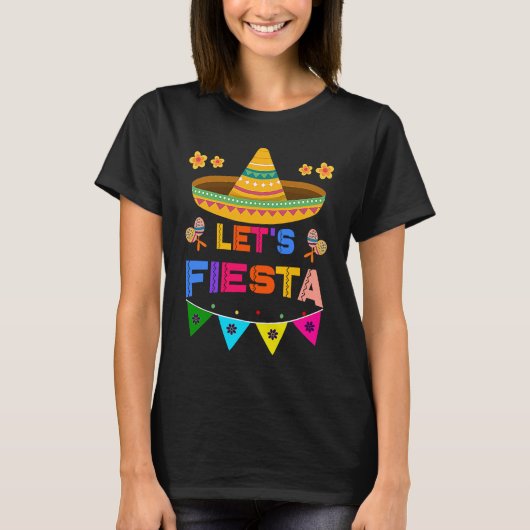T-shirt Cinco De Mayo Let's Fiesta Cactus Sombrero Hat 1 (Devant)
