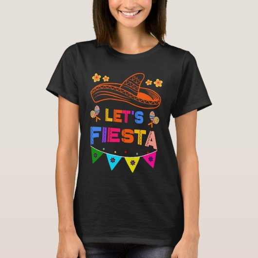 T-shirt Cinco De Mayo Let's Fiesta Cactus Sombrero Hat 2 (Devant)