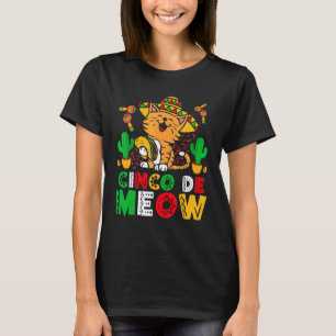 T-shirt Cinco De Mayo Meow Cat Sombrero Mexican Fiesta Ta