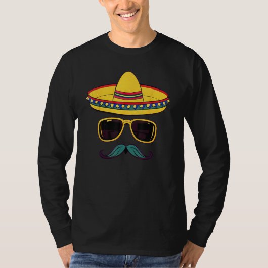 T-shirt Cinco De Mayo Mexican Sombrero Face Sunglasses 3 (Devant)