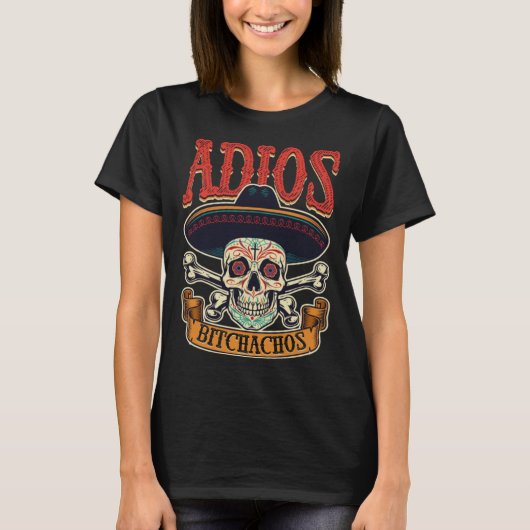 T-shirt Cinco De Mayo Party Fiesta Mexican Adios Skull Ske (Devant)
