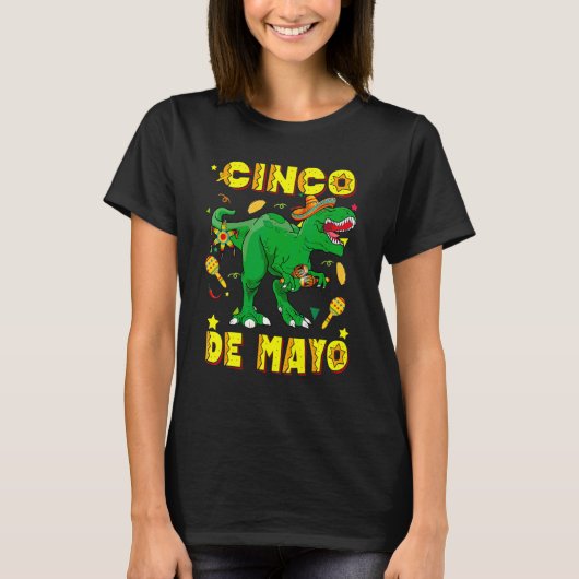 T-shirt Cinco De Mayo Rex Dinosaur Sombrero Tacosaurus Let (Devant)