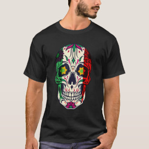 T-shirt Cinco De Mayo Sugar Crâne Mexicaine Drapeau Grille