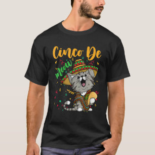 T-shirt Cinco De Meow Avec Chat Souriant Taco Et Sombrero