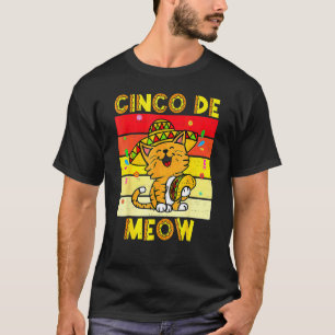 T-shirt Cinco De Meow Chat Chapeau Cinco De Mayo Mexicain 