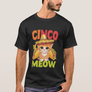 T-shirt Cinco De Meow Chat Chapeau Poncho Cinco De Mayo Ca