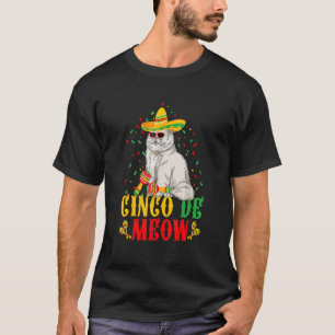 T-shirt Cinco De Meow Cinco De Mayo Chat Chapeau Mexicain