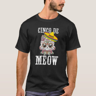 T-shirt Cinco De Meow Crâne de Sucre Chat Mexicain Cinco D