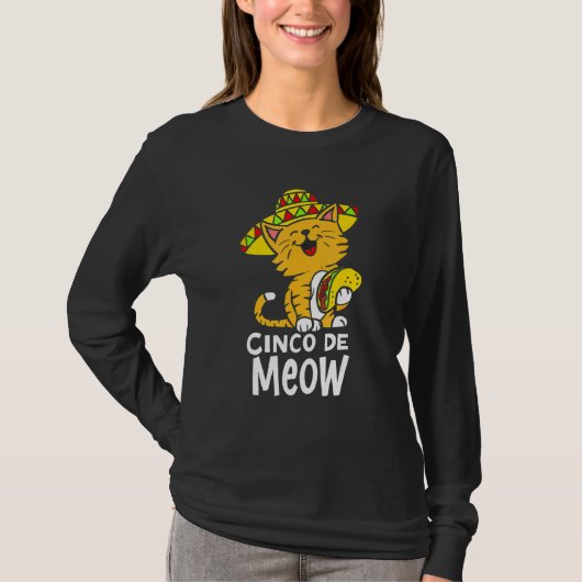 T-shirt Cinco De Meow Cute Cinco De Mayo Sombrero Taco Cat (Devant)