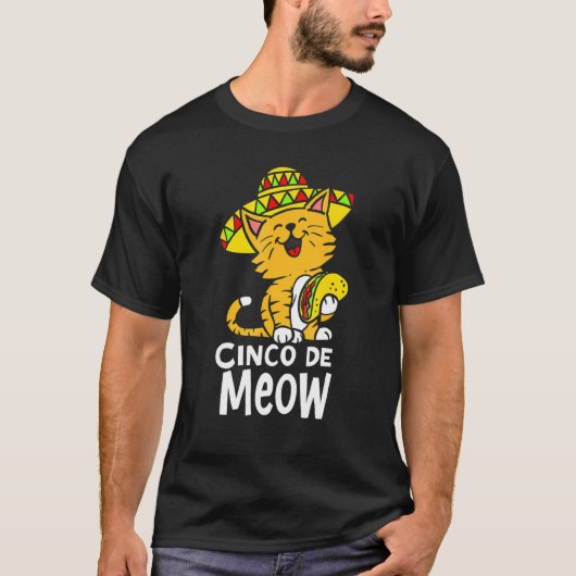 T-shirt Cinco De Meow Cute Cinco De Mayo Sombrero Taco Cat (Devant)
