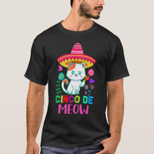T-shirt Cinco De Meow Cute mexicaine Vintage Chat
