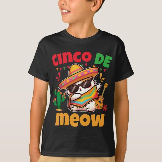 T-shirt Cinco De Meow Dabbing Amoureux des chats Mexicain  (Devant)