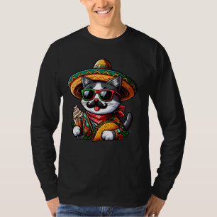T-shirt Cinco De Meow Drôle Chat Taco Fête Mexicaine
