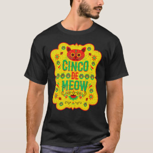 T-shirt Cinco De Meow Mayo Floral Mignon Chat Fête Mexicai