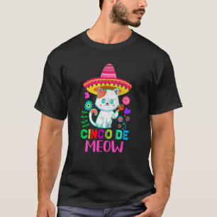 T-shirt Cinco De Meow Mexicain Vintage Chat Mignon