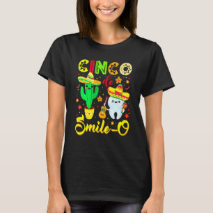 T-shirt Cinco De Sourire O Dentiste Cactus Dent Mexicain