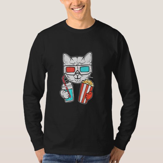 T-shirt Cinéphile félin gourmand (Devant)