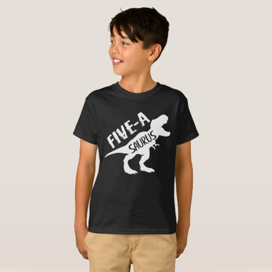 T-shirt Cinq-A-Saurus Dinosaur 5e anniversaire (Devant entier)