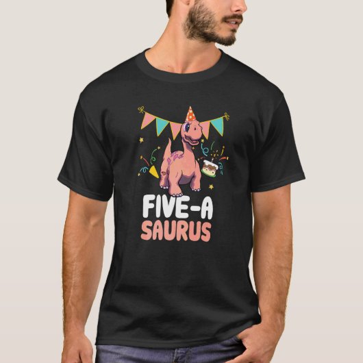 T-shirt Cinq A Saurus Dinosaur Cute Kiddo Apatosaurus (Devant)