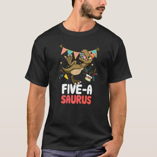 T-shirt Cinq A Saurus Dinosaur Cute Kiddo Rex 1 (Devant)