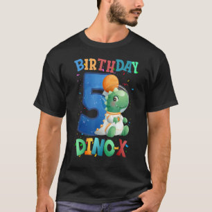 T-shirt Cinq Anniversaire Dino Space Boys 5 Ans Astronaut