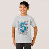T-shirt CINQ ans 5e carte d'anniversaire bleue (Devant entier)